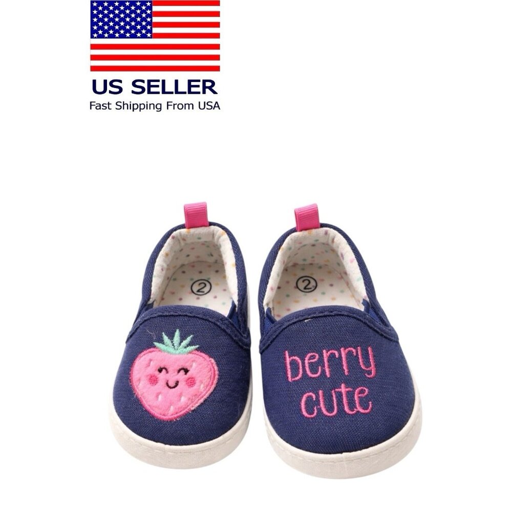 Canvas Baby Girl Slip On Shoes Blue Size 2